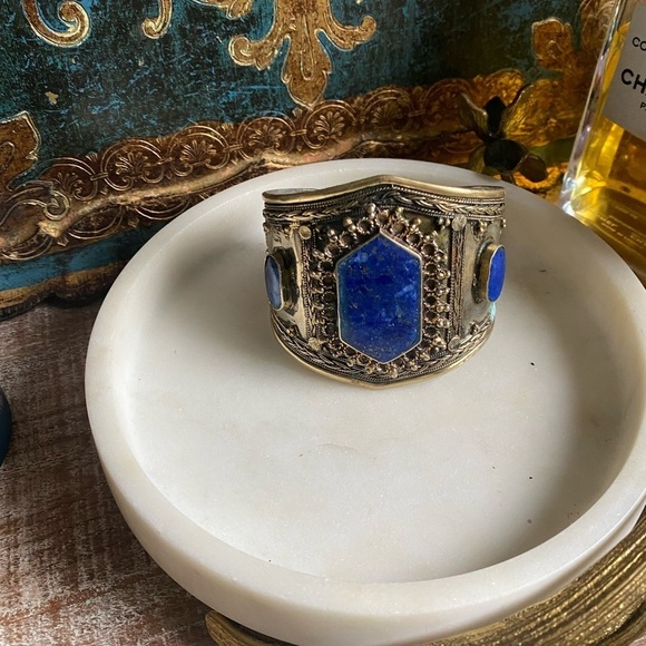 Lapis lazuli Afghan style middle eastern cuff bracelet - Picture 9 of 11